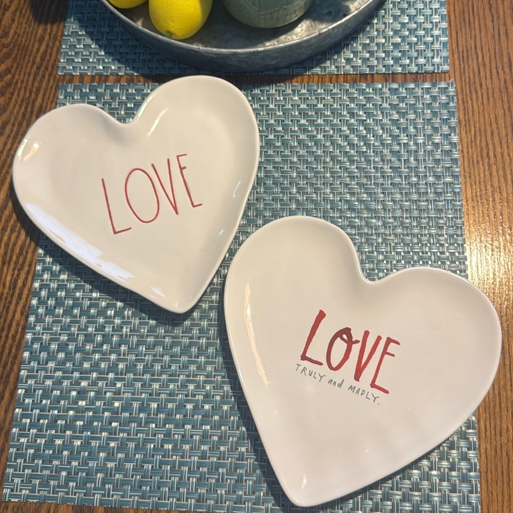 Rae Dunn Heart-shaped Valentine’s Day plates - set of 2
